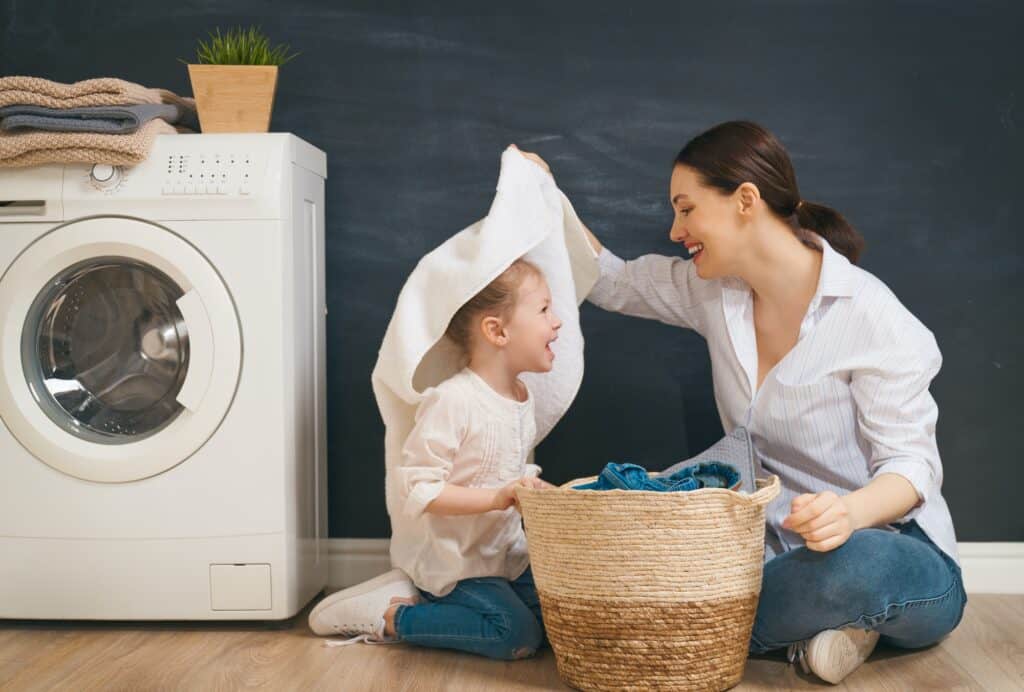 family doing laundry